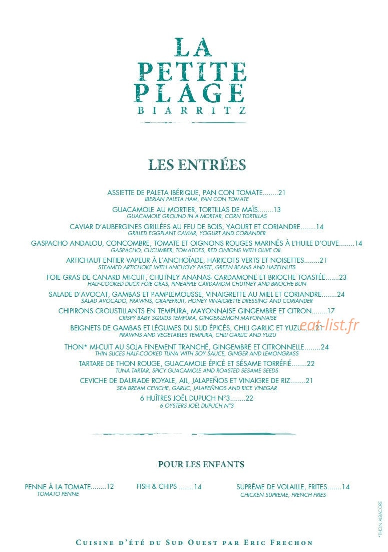 La Petite Plage — carte page 4