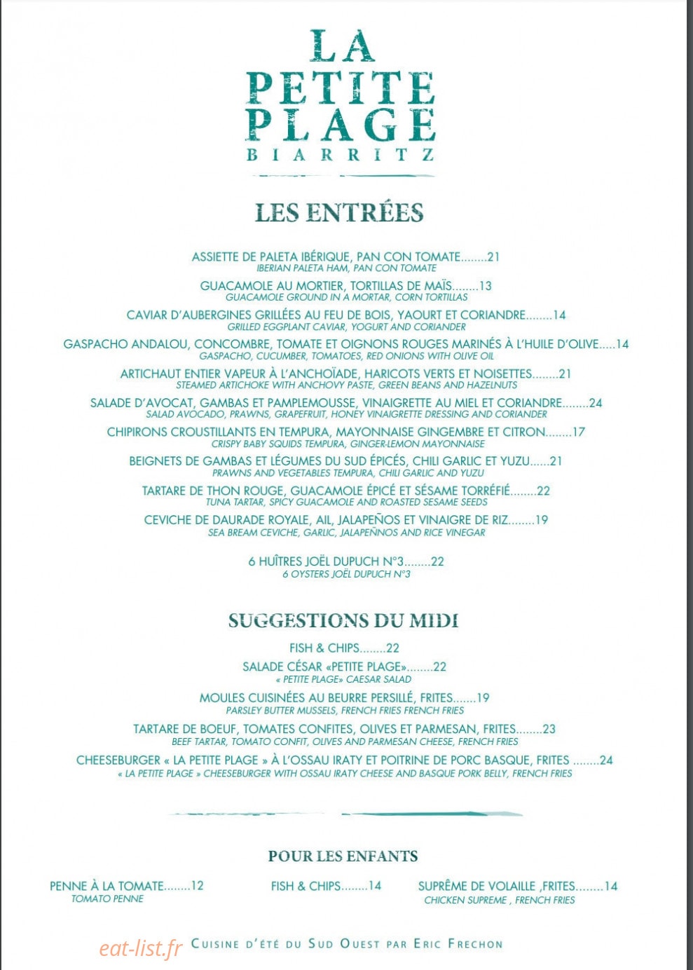 La Petite Plage — carte page 2