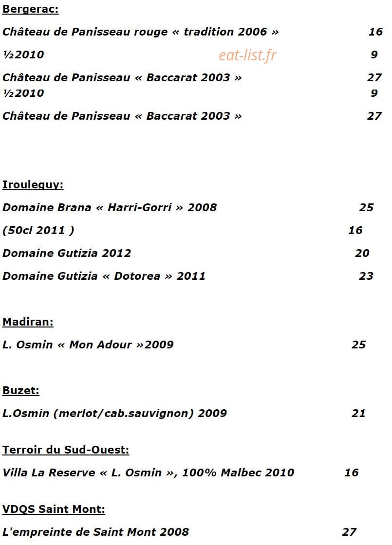 La Table d' Aranda — carte page 10