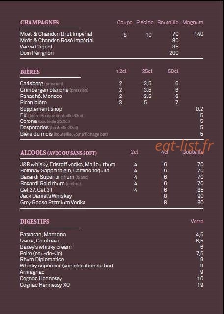 Le Bar Basque — carte page 3