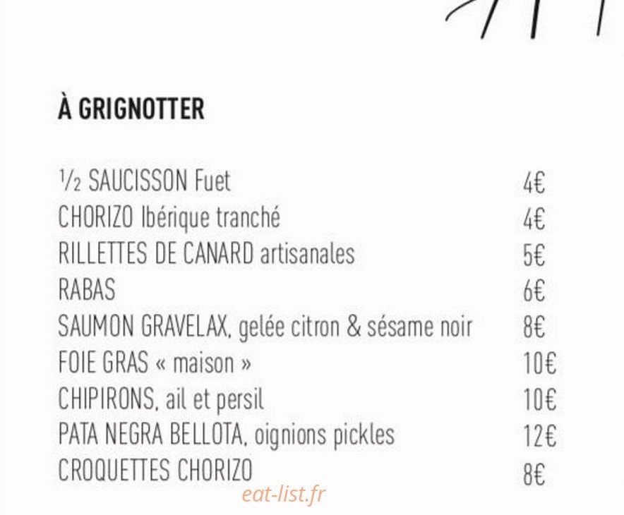 Le Bar de la Plage — carte page 1