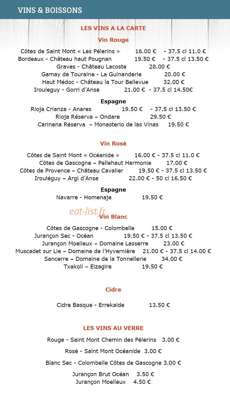 Le Crabe Tambour — carte page 2