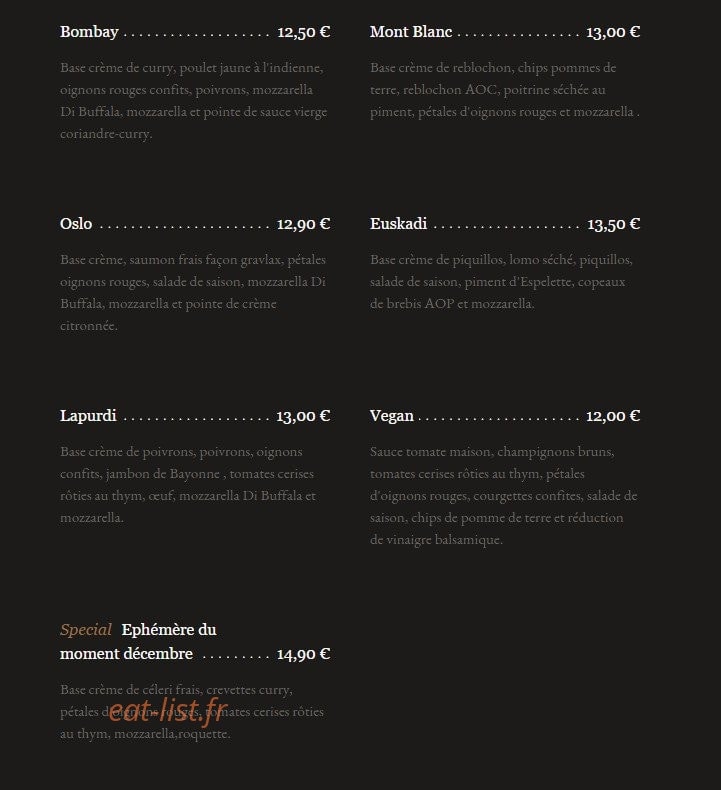 Le labo du pizzaiolo — carte page 2