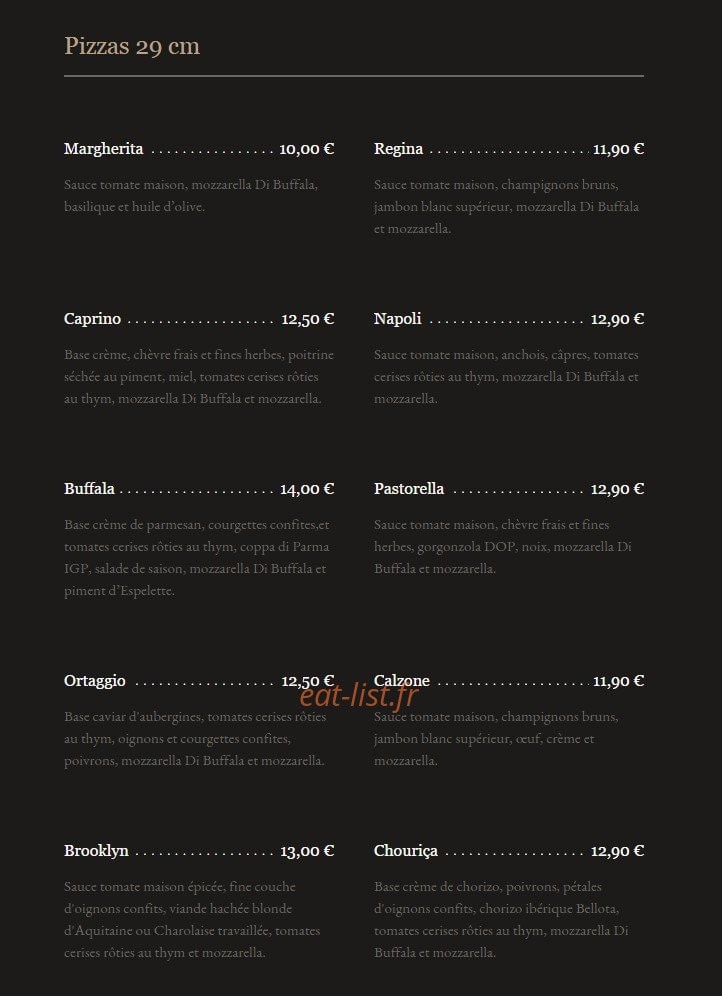 Le labo du pizzaiolo — carte page 1