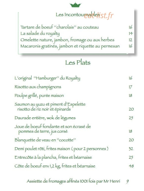 Le Royalty — carte page 3