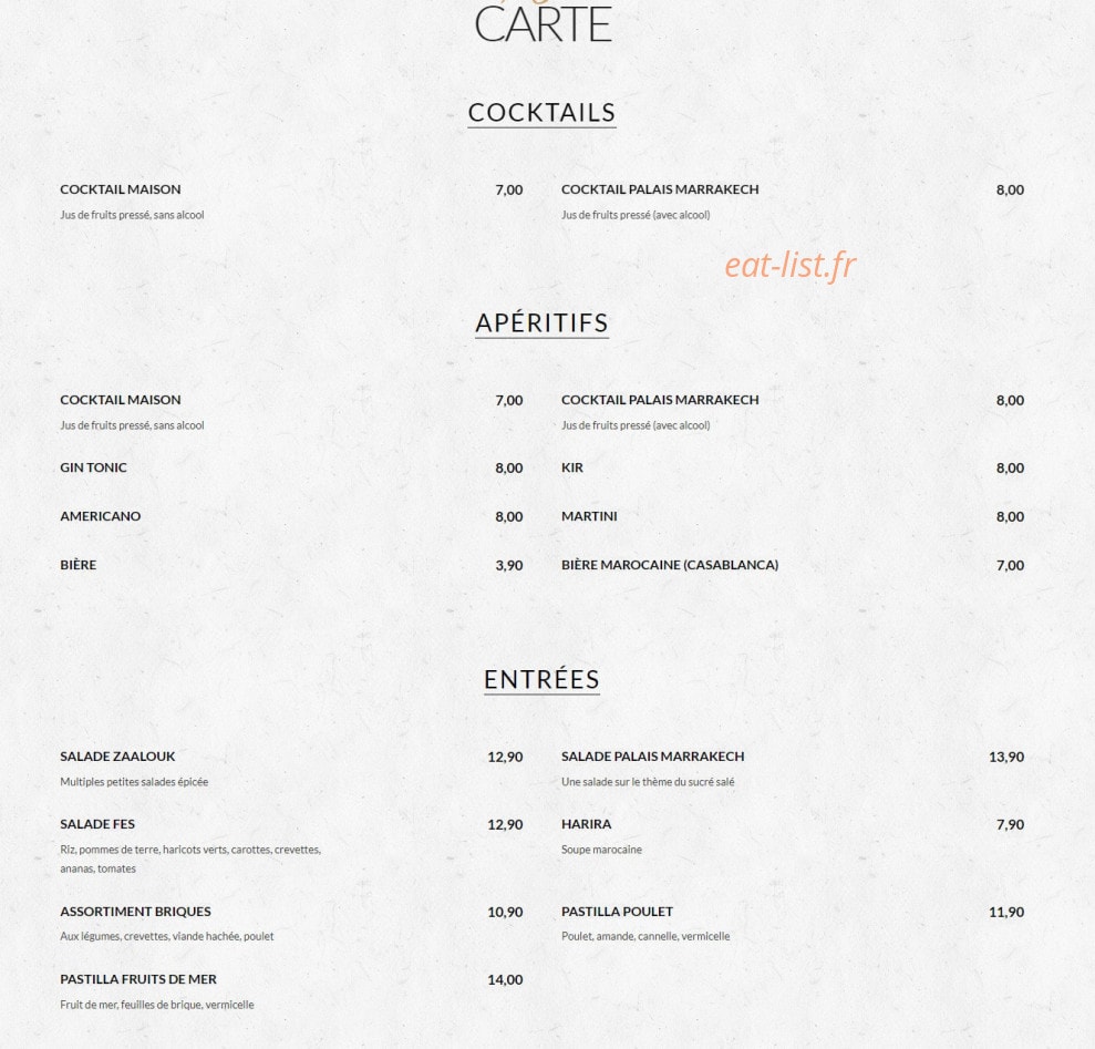 Palais Marrakech — carte page 1