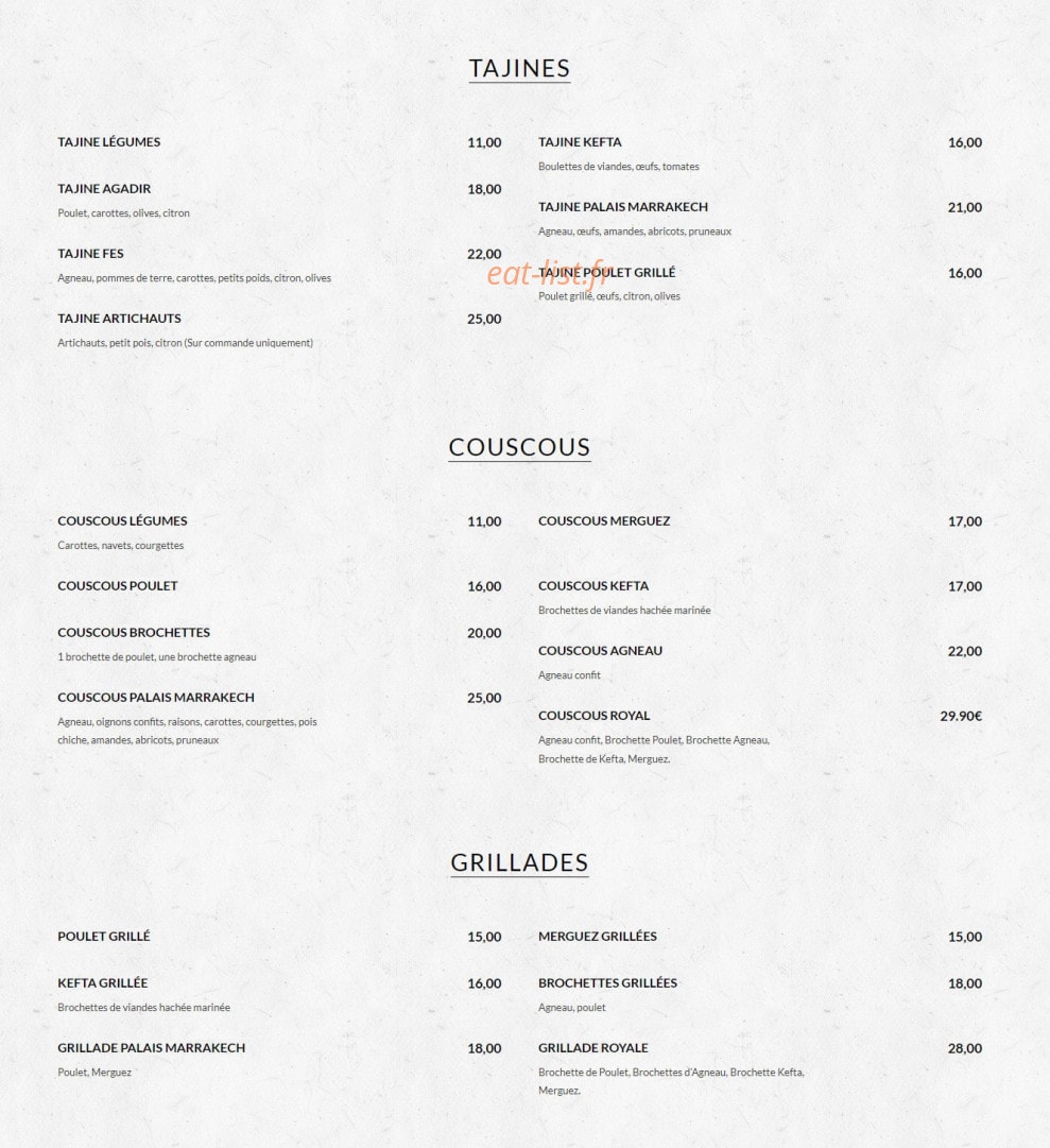 Palais Marrakech — carte page 2