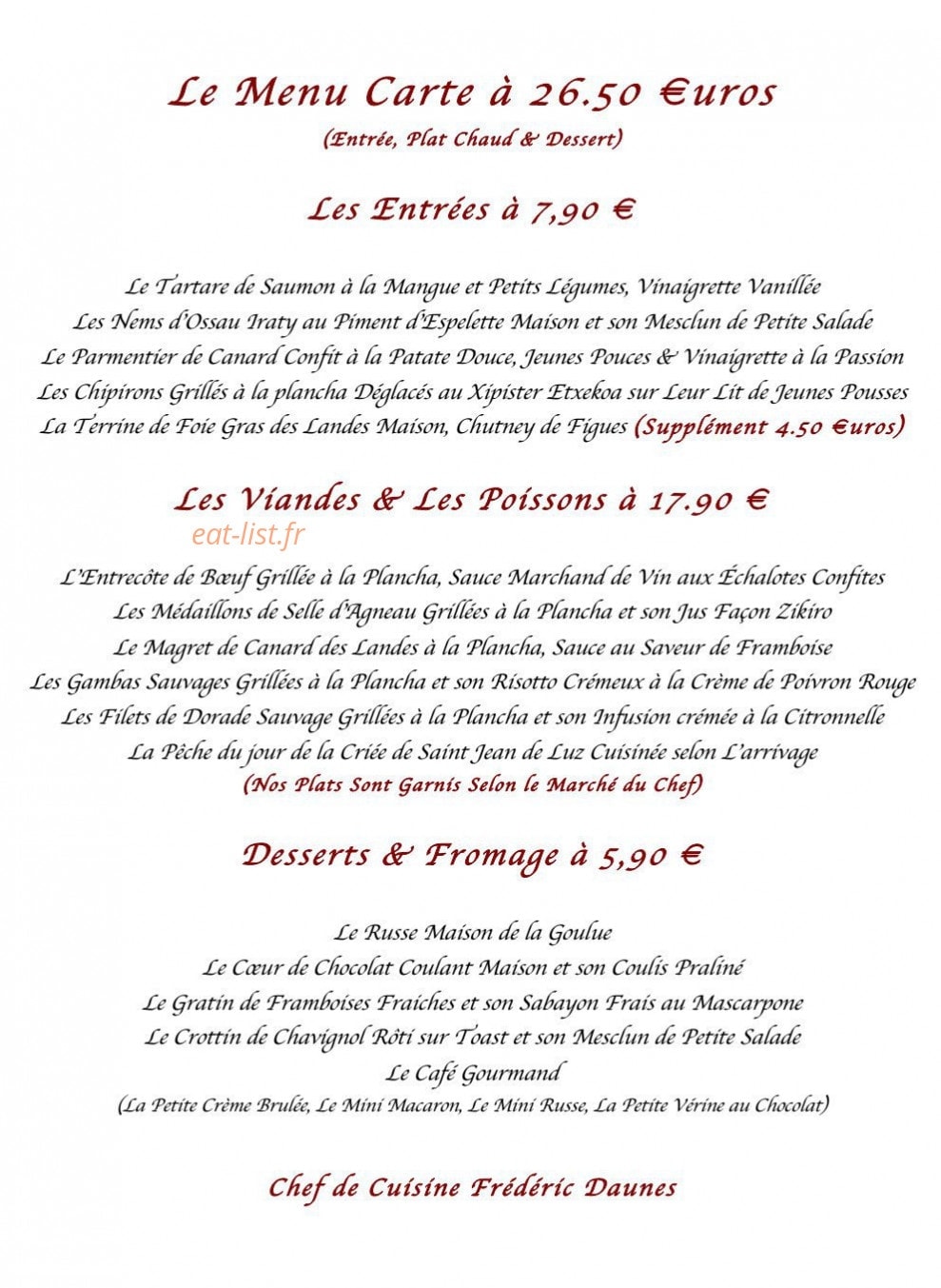 Restaurant La Goulue — carte page 3