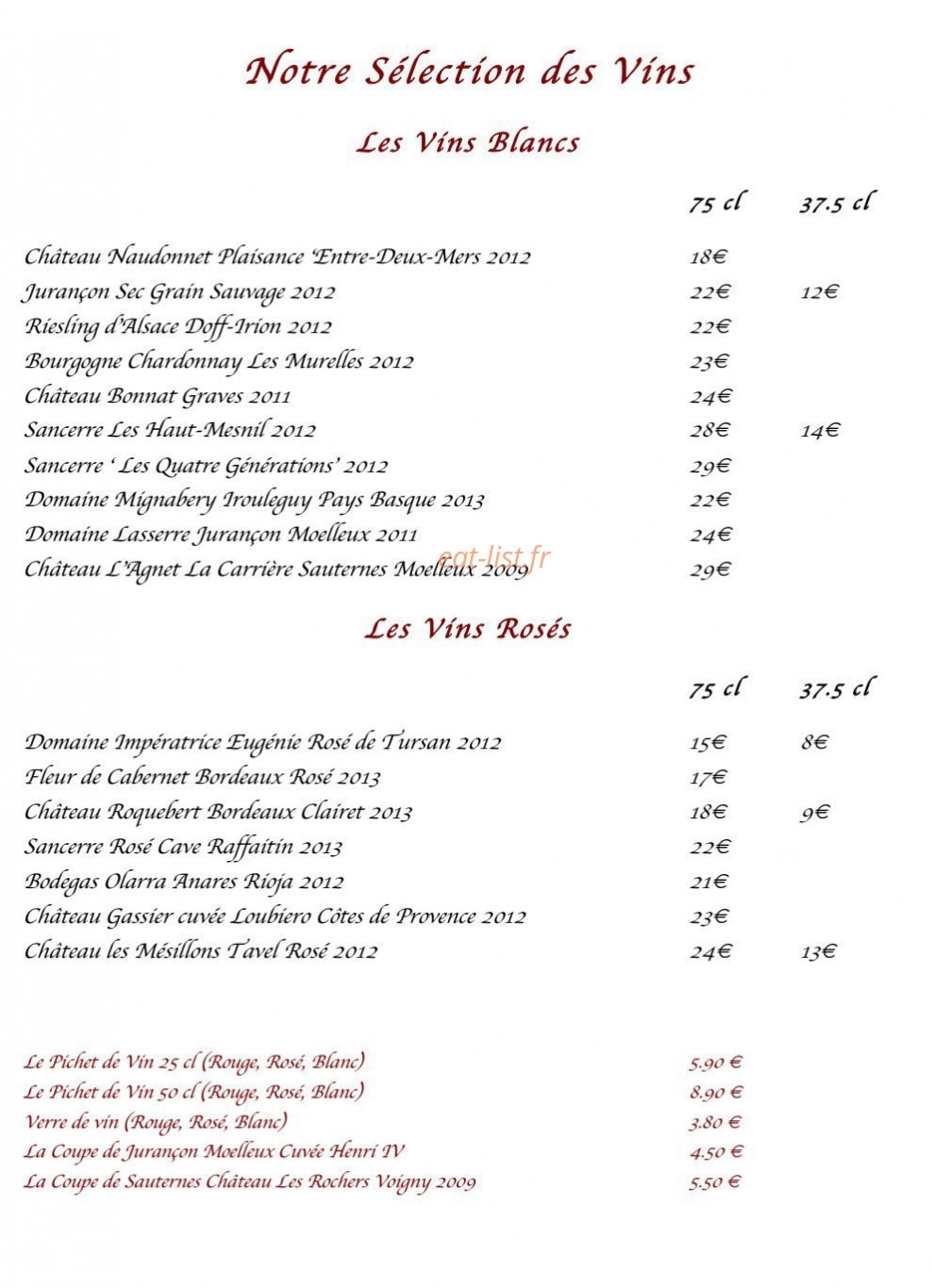 Restaurant La Goulue — carte page 4