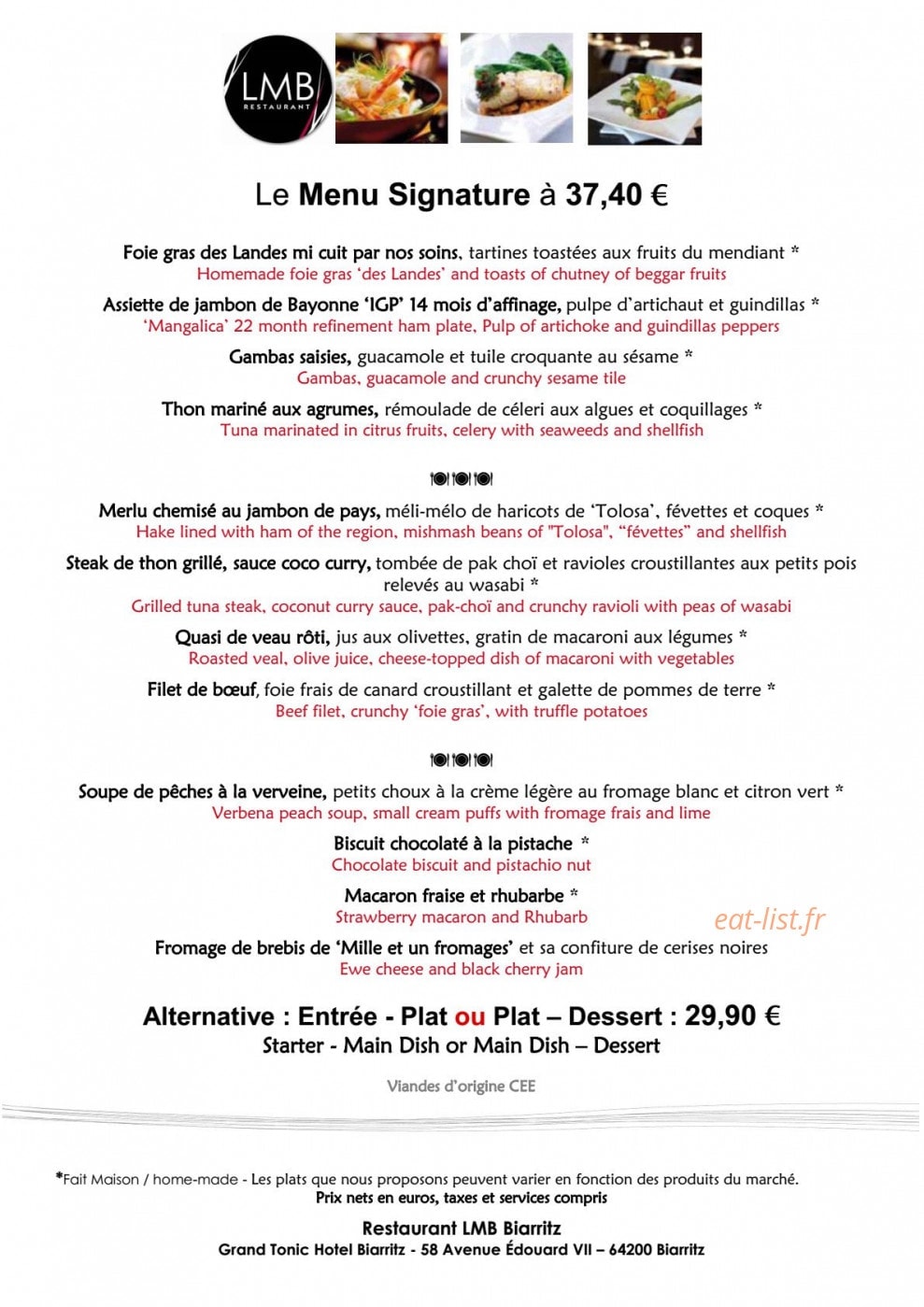 Restaurant LMB — carte page 5