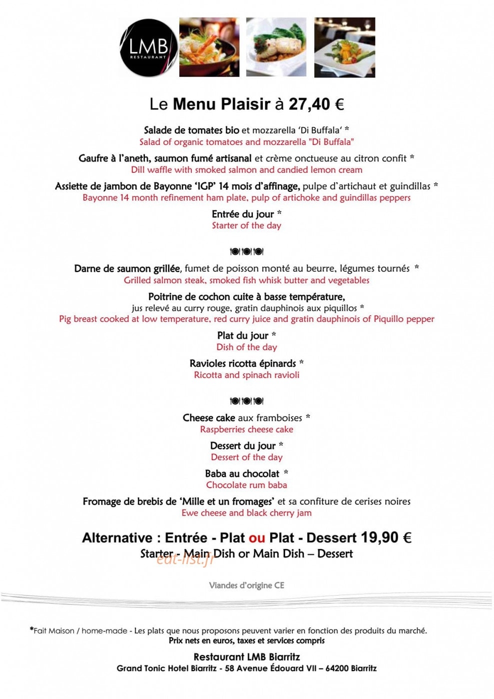 Restaurant LMB — carte page 4