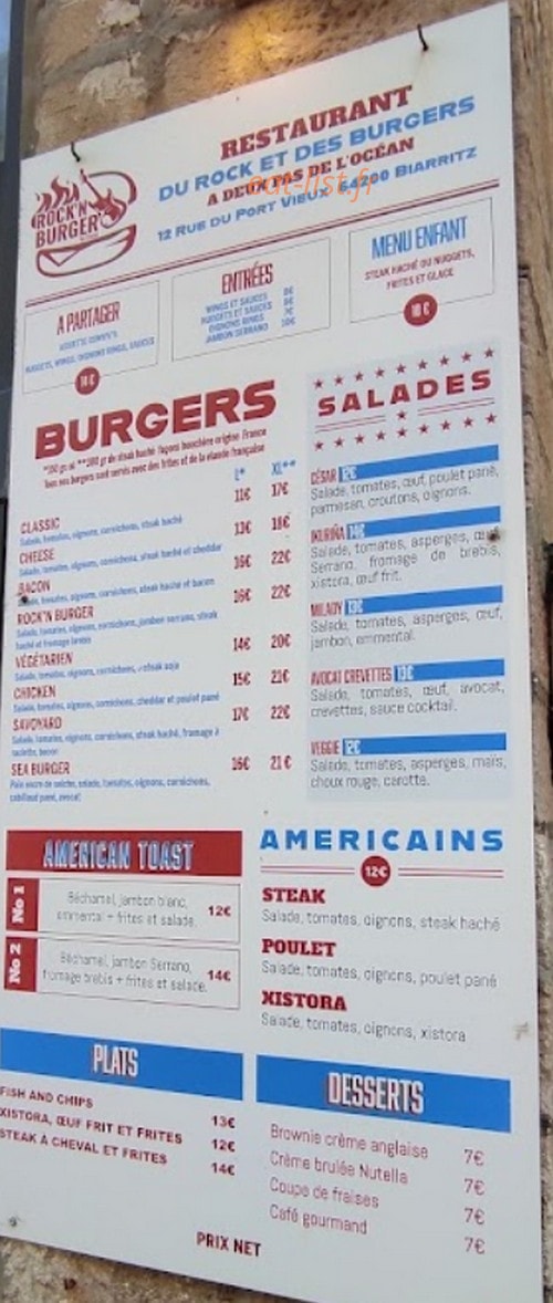 Rock'n Burger — carte page 1