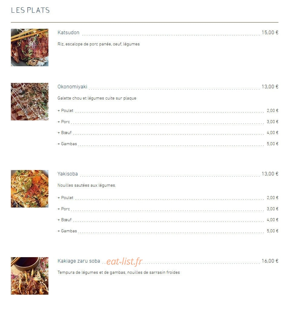 Sakae bistrot japonais — carte page 2