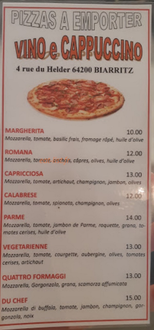 Vino e Cappucino — carte page 1