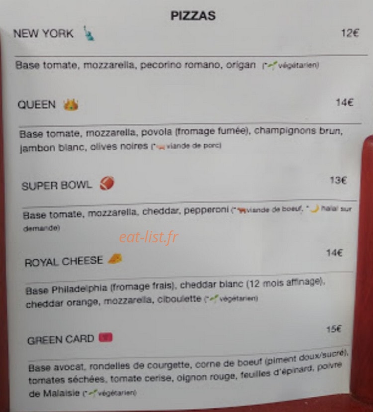 Yolo Pizza — carte page 1