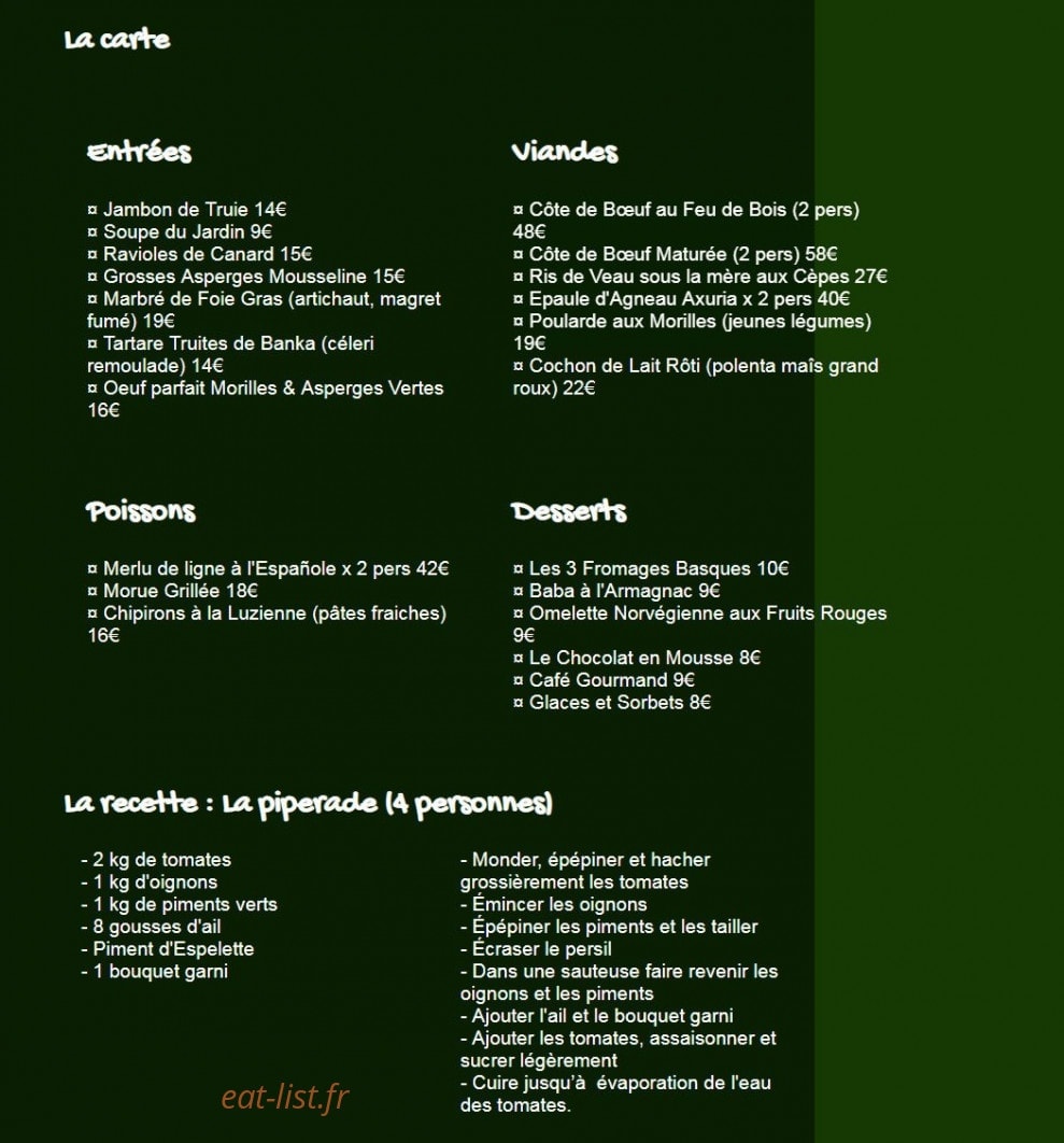La Ferme Ostalapia — carte page 1