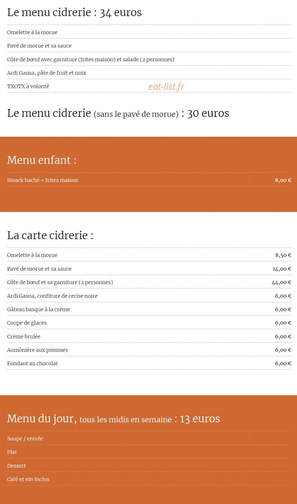 Cidrerie du Fronton — carte page 1