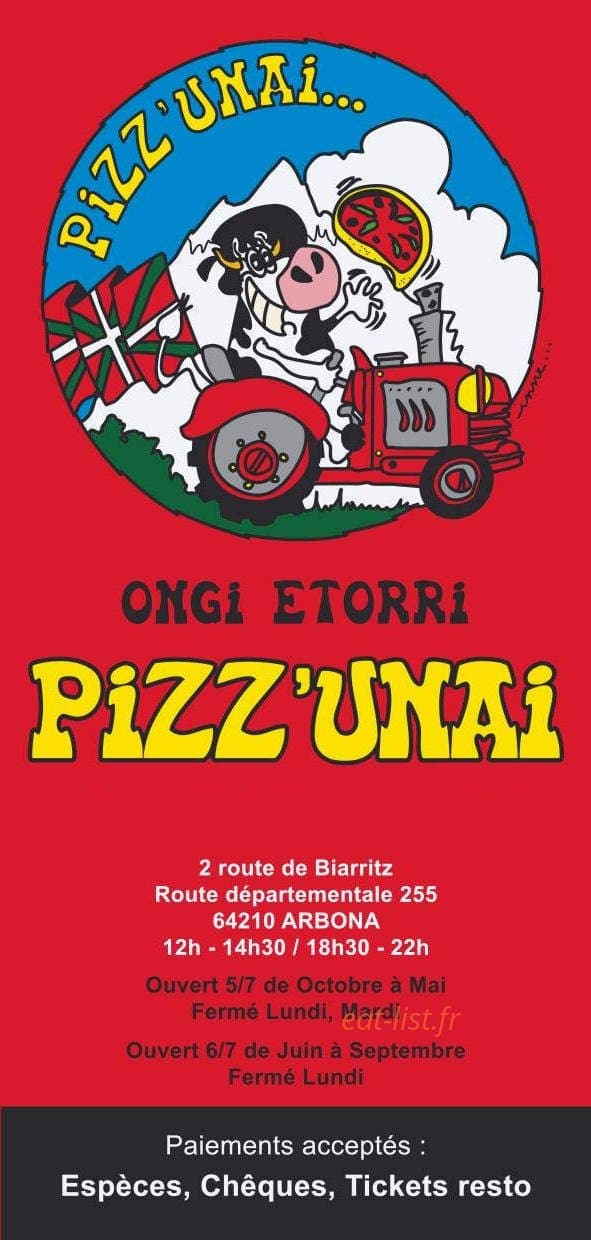 Pizz ' Unai By Punky — carte page 1