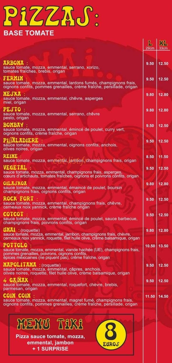 Pizz ' Unai By Punky — carte page 3