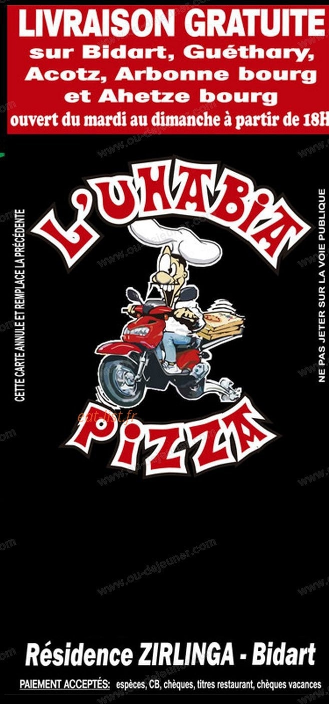 L' uhabia pizza — carte page 1