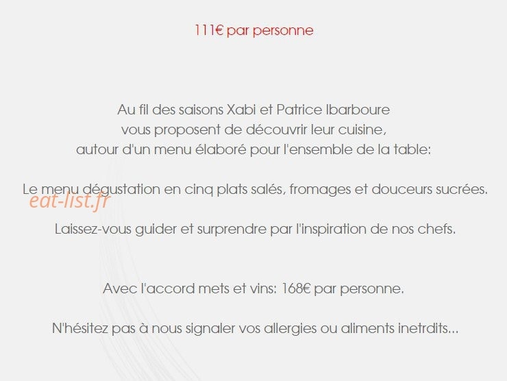 La Table des Frères Ibarboure — carte page 4