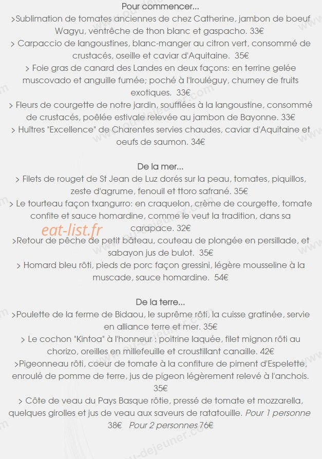 La Table des Frères Ibarboure — carte page 6