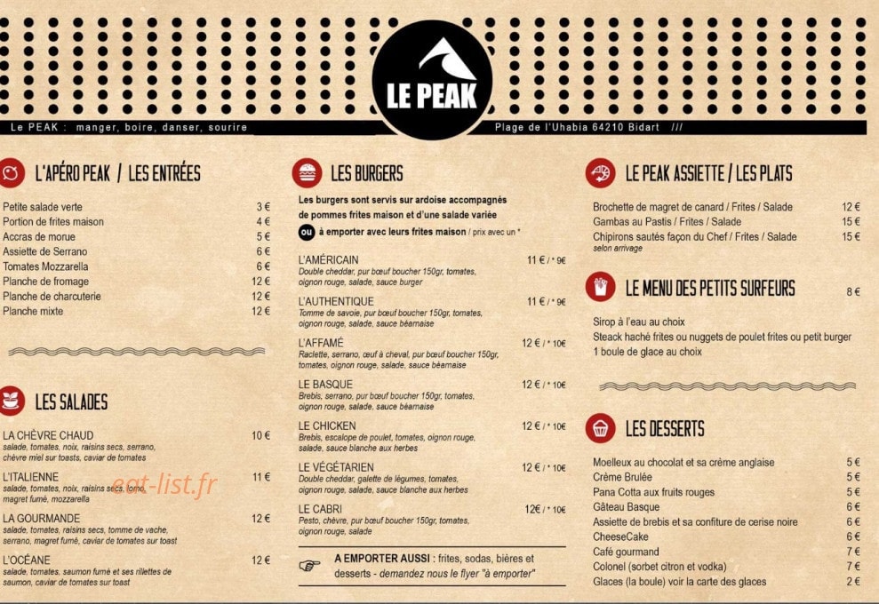 le peak — carte page 1