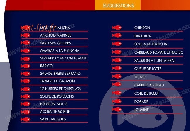 Carte et menu de Tantina de la Playa à Bidart — Les suggestions