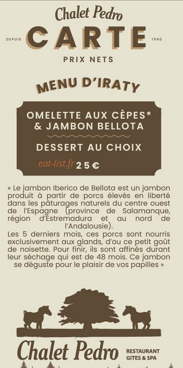 Le Chalet Pedro — carte page 2