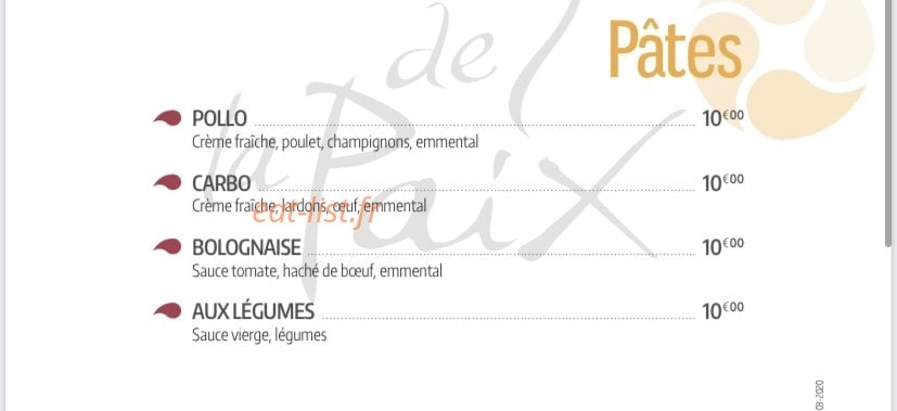 Cafe de la Paix — carte page 7