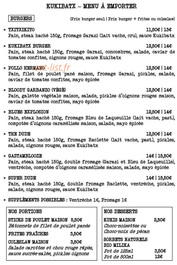 Kukibatx Kafe — carte page 1