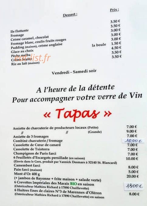 Le Comptoir des Crus — carte page 2