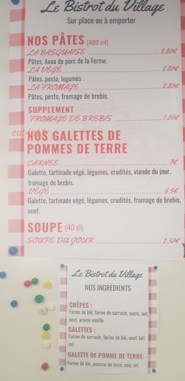 Le Bistrot du Village — carte page 2