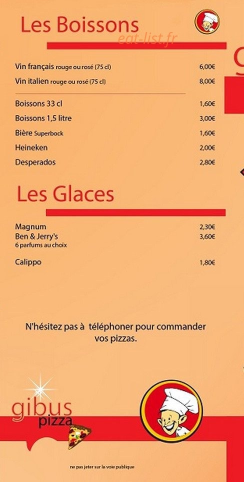 Gibus pizza — carte page 6