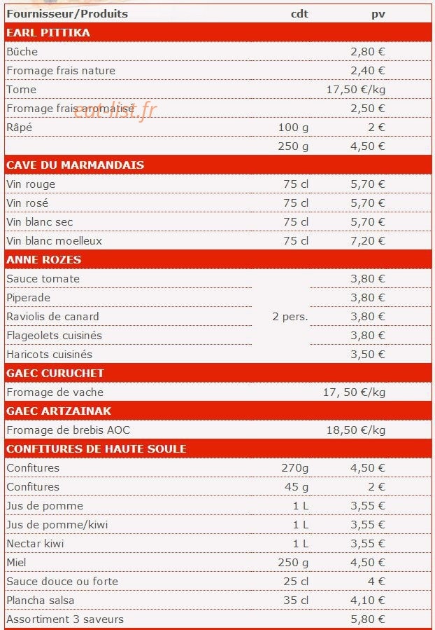 Campagne et Saveurs — carte page 1