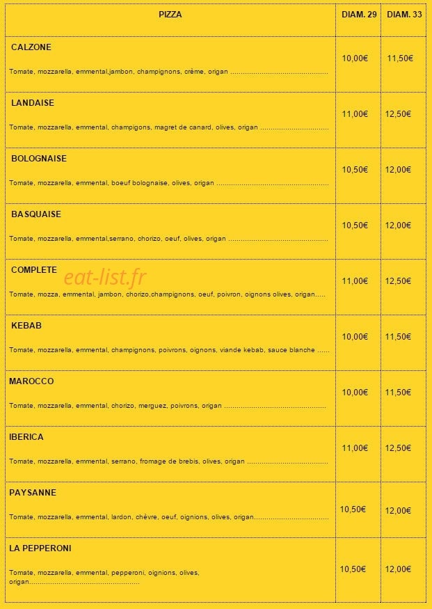 Pizzas Pat — carte page 3