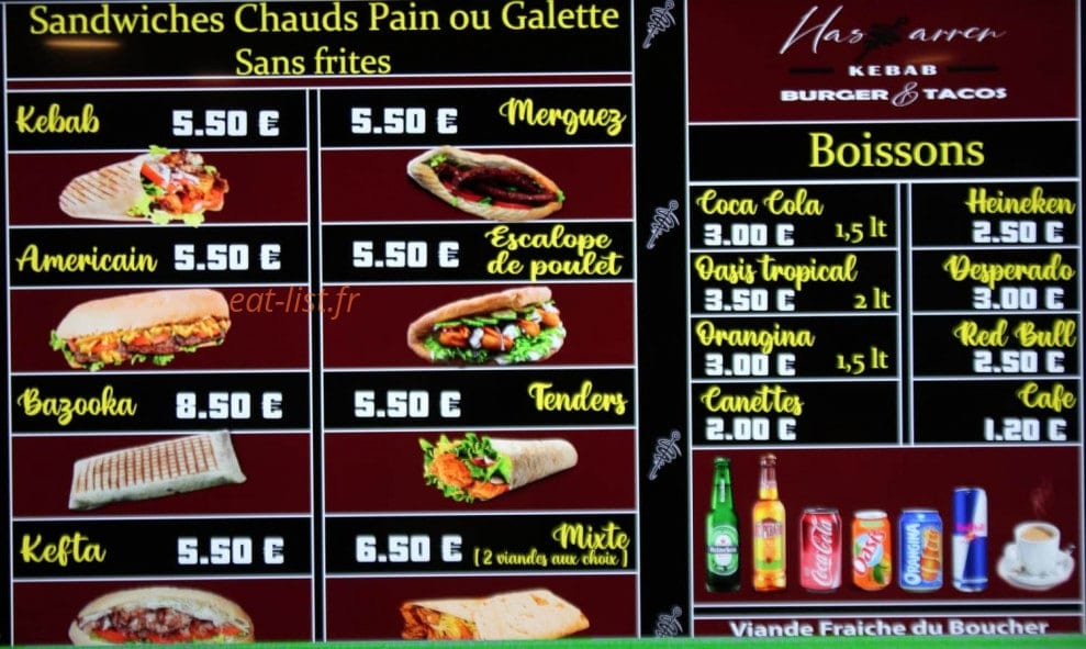 Restaurant Kebab Burger Tacos — carte page 2