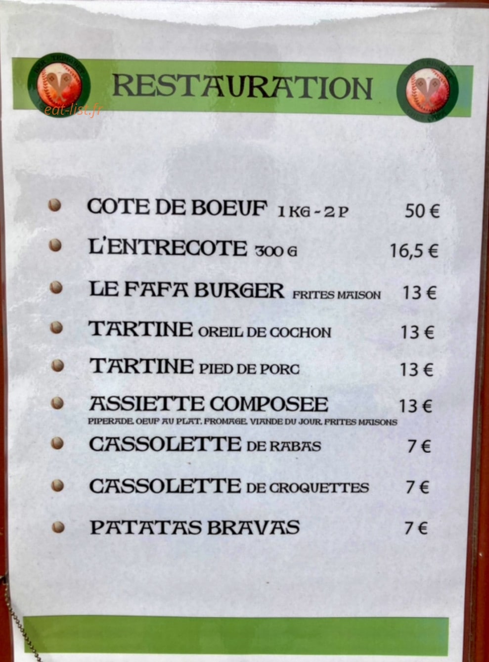 Trinquet Chez Fafa — carte page 2