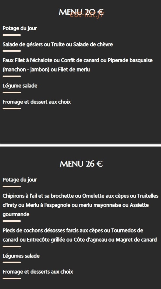 Restaurant Hôtel Dermit — carte page 3