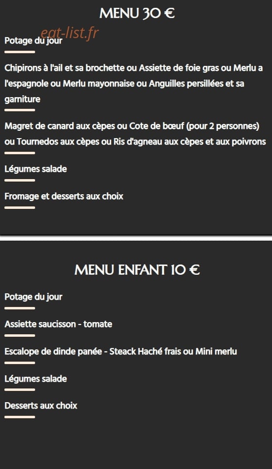 Restaurant Hôtel Dermit — carte page 4