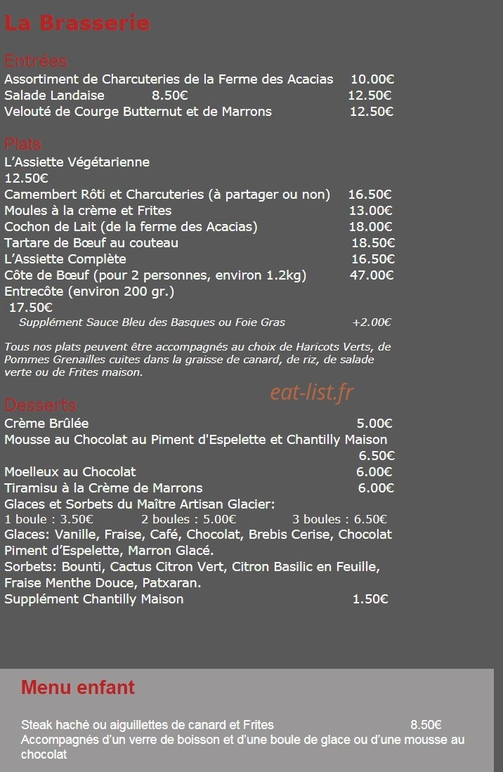 Auberge De l'Estanquet — carte page 3