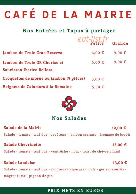 Café de la Mairie — carte page 1