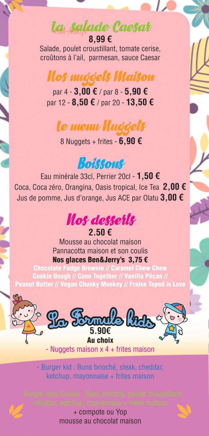 O'Burger shop — carte page 3