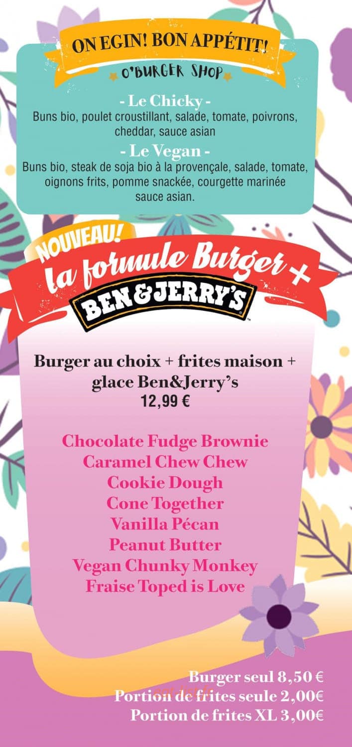O'Burger shop — carte page 2