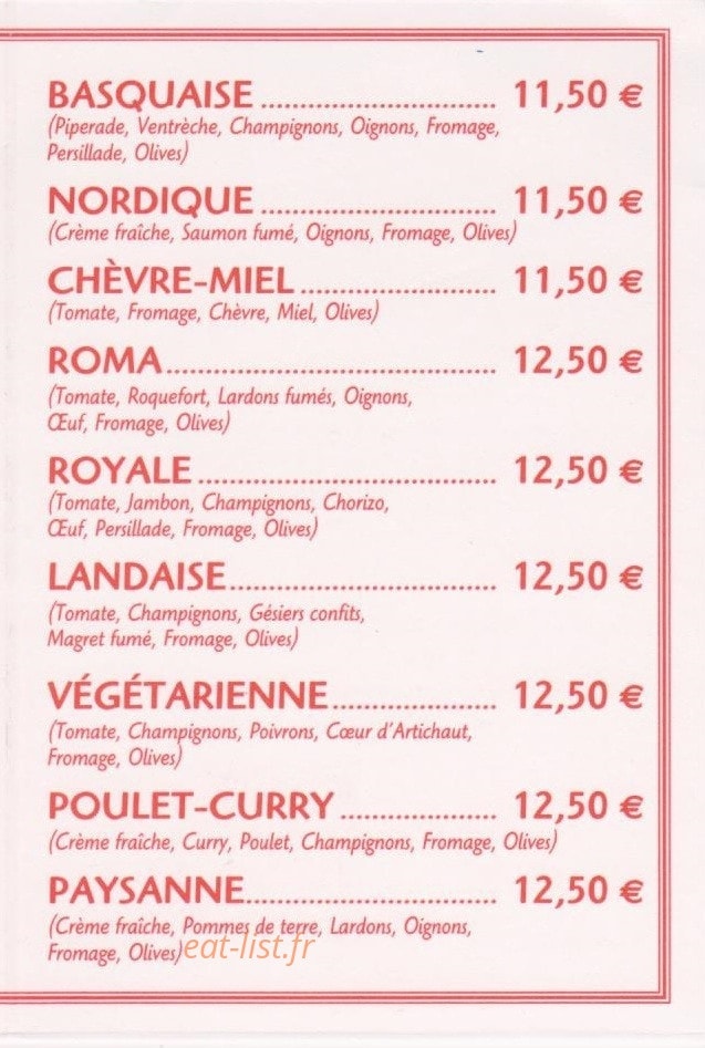 Pizza Mia — carte page 3