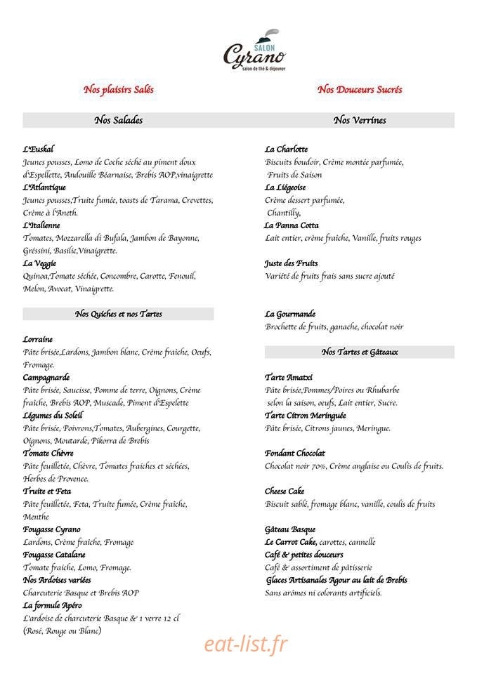 Salon Cyrano — carte page 1