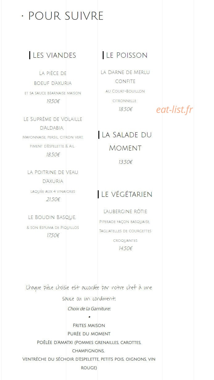 Etchehandia Espelette Menu Et Photos Etchehandia Espelette Menu Et Photos