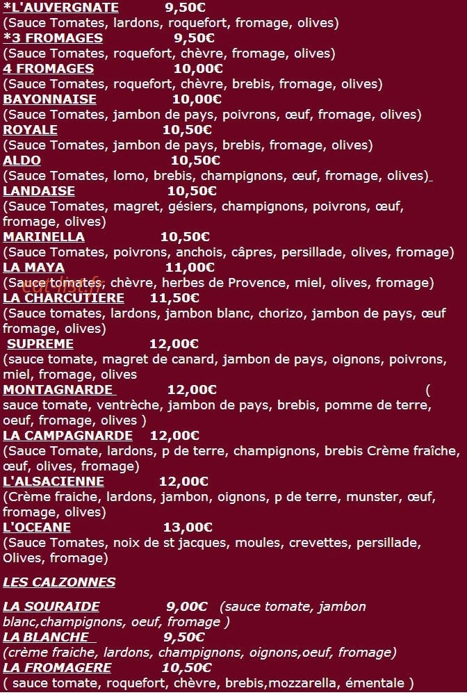 Chez Aldo — carte page 2
