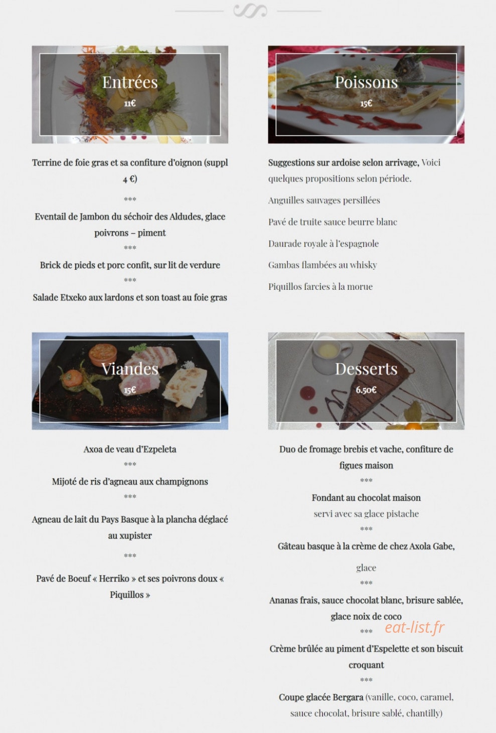 Hôtel Restaurant Bergara — carte page 2
