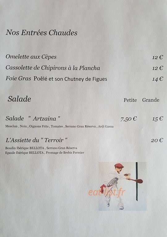 Restaurant Epherra — carte page 2